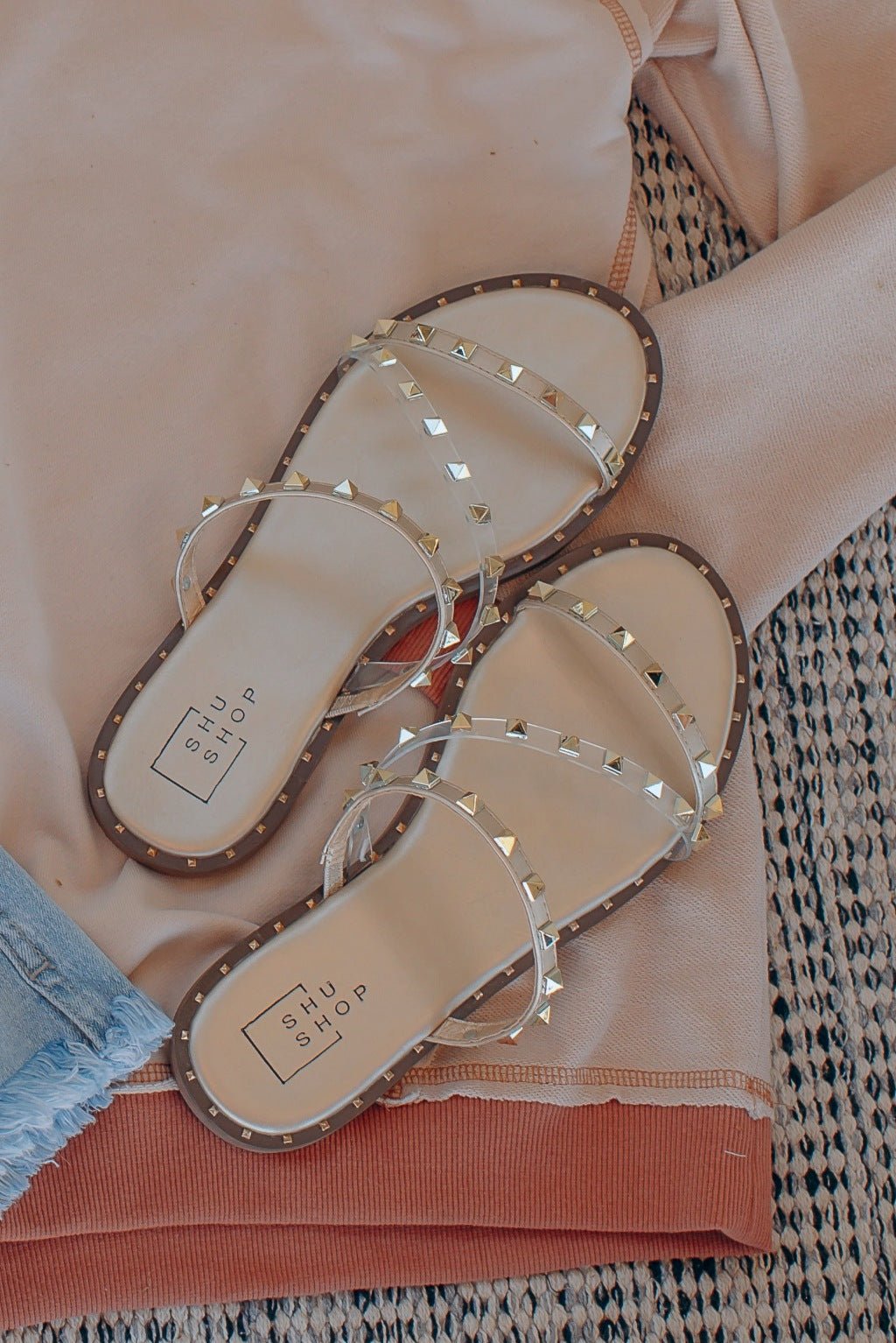 Belara Studded Sandal in Gold - Flower Bird Boutique