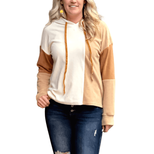 Caramel Colorblock Hoodie - The Boutique Outlet