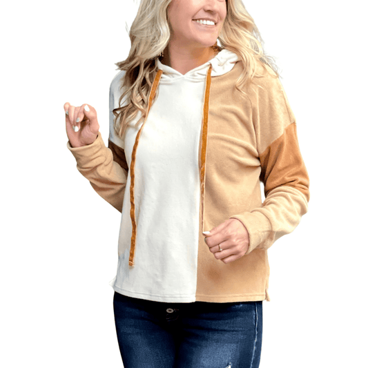 Caramel Colorblock Hoodie - The Boutique Outlet
