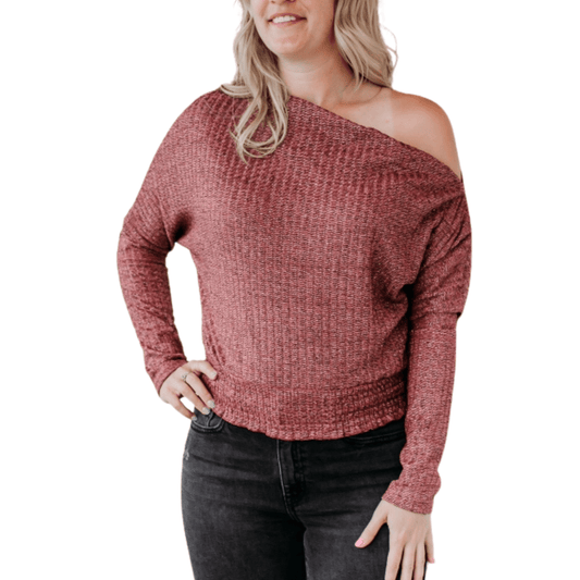 Mauve Shimmer Off - the - Shoulder Top - The Boutique Outlet